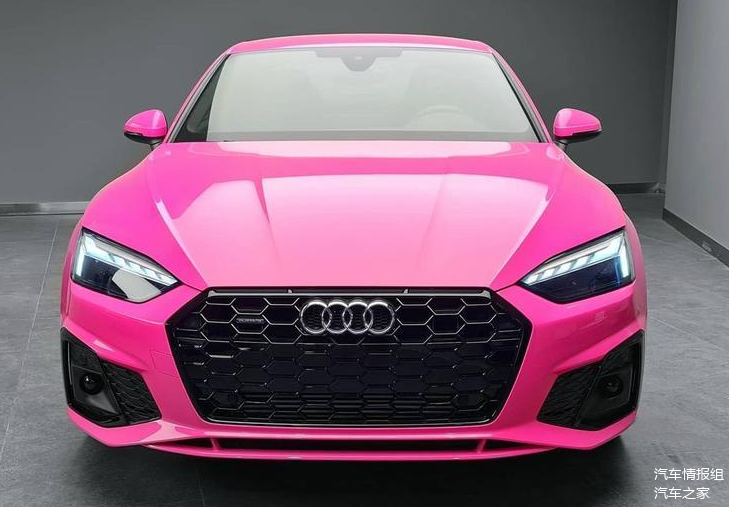 粉色新款奥迪a5coupe海外实拍涂装太骚气