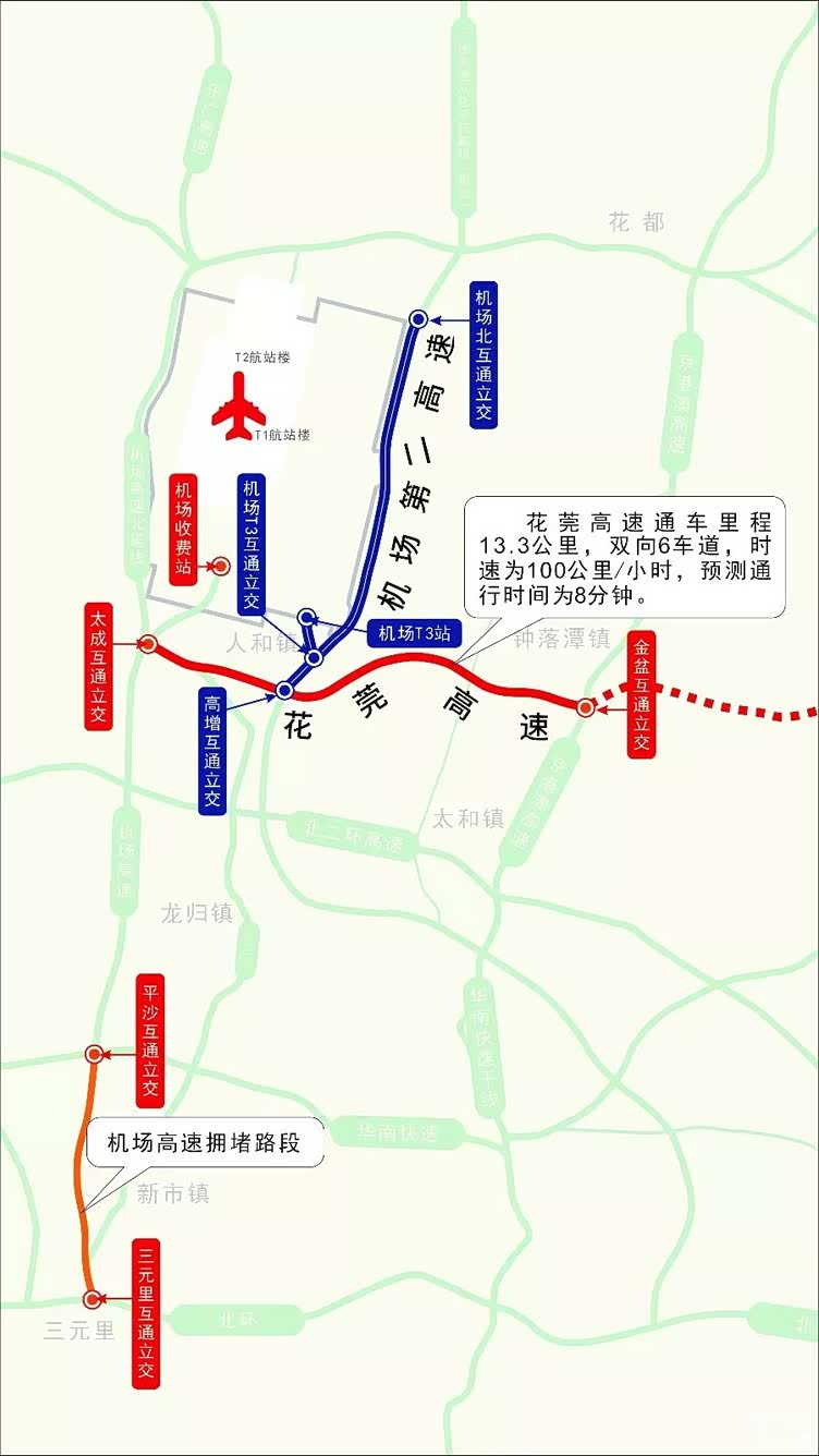 广州花都至东莞高速公路花莞高速太成至金盆立交段元旦可通车