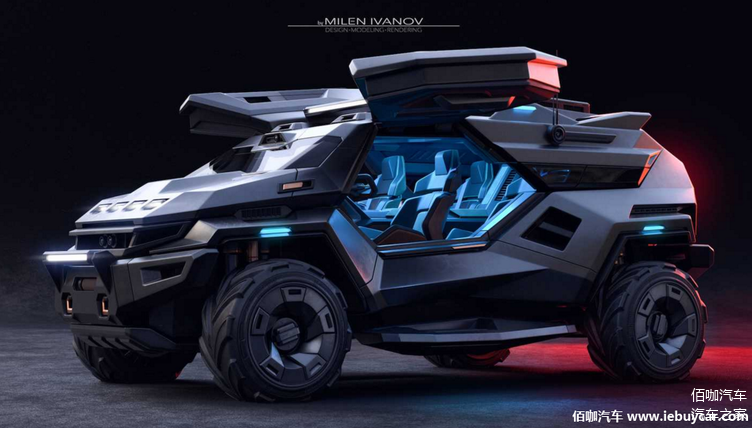 armortrucksuv渲染图曝光极具科幻未来感的坚固装甲车辆