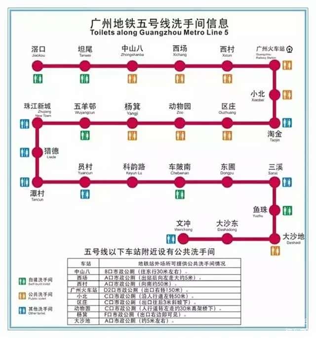 最新广州地铁厕所分布图一览