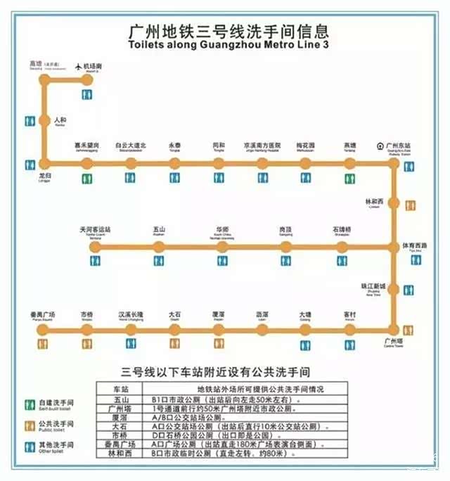 最新广州地铁厕所分布图一览
